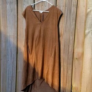 Sophie Max V-Neckline Faux Suede Dress |